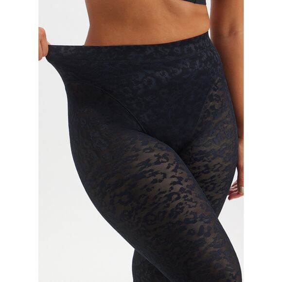 Fabletics Black High Waisted Leopard Mesh Leggings Sz XXL Sheer - Picture 9 of 10